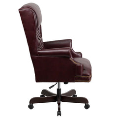 High Back Burgundy Executive Office Chair with Oversized Headrest & Arms