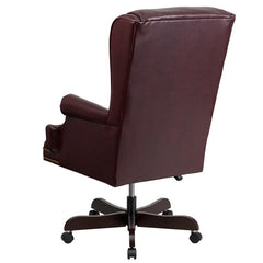 High Back Burgundy Executive Office Chair with Oversized Headrest & Arms