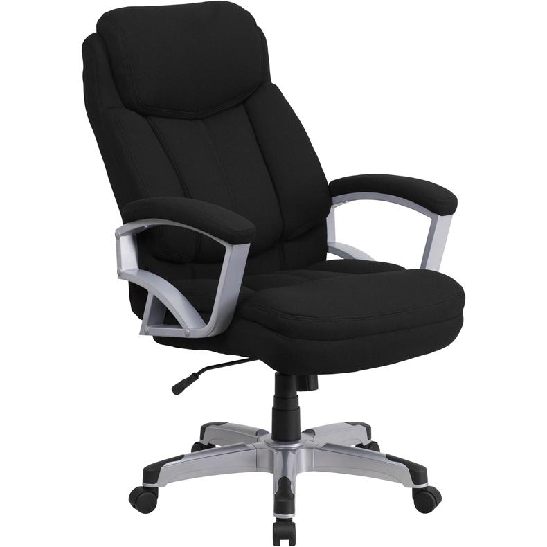 Big & Tall 500 lb. Rated Black Fabric Executive Swivel Office Chair with Arms