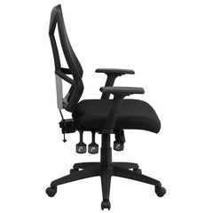 High Back Black Mesh Multifunction Swivel Task Office Chair with Adjustable Arms