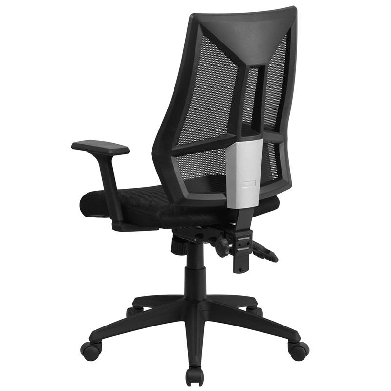 High Back Black Mesh Multifunction Swivel Task Office Chair with Adjustable Arms