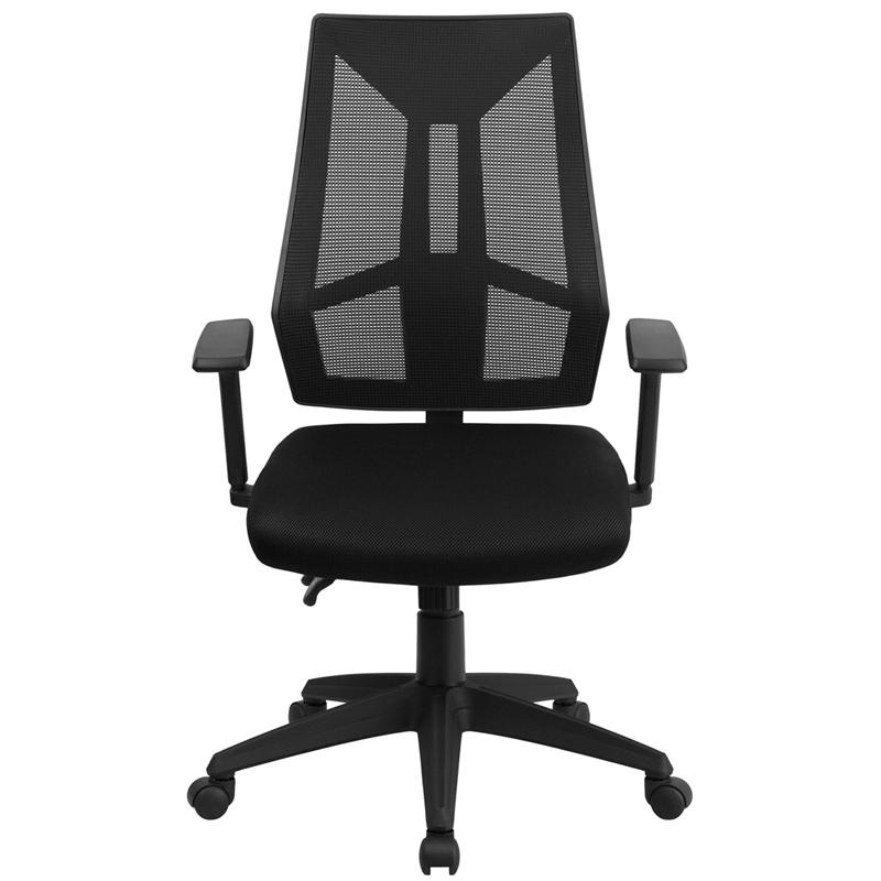 High Back Black Mesh Multifunction Swivel Task Office Chair with Adjustable Arms