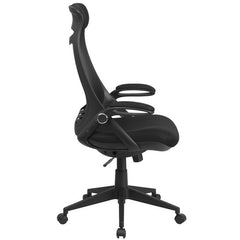 High Back Black Mesh Executive Swivel Office Chair with Flip-Up Arms