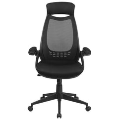 High Back Black Mesh Executive Swivel Office Chair with Flip-Up Arms